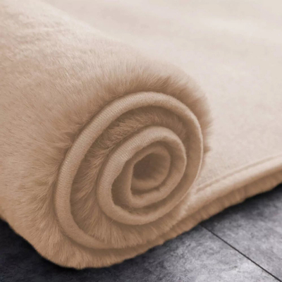 Округол килим Round Carpet Rabbit Silky Fur 90, 90cm, полиестер, топла беж