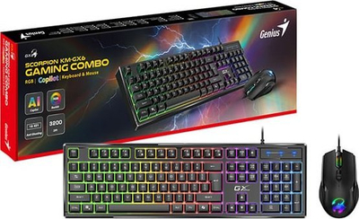 Set gaming tastierë edhe maus Genius GX Gaming Scorpion KM-GX6, me kabllo USB, RGB, i zi