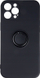 Këllëf telefoni Forcell Silicone Ring për iPhone 13 Pro, silikon, me unazë stand, i zi