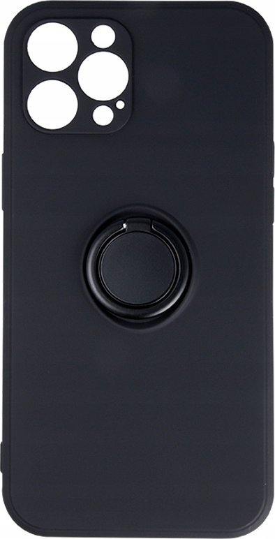 Këllëf telefoni Forcell Silicone Ring për iPhone 13 Pro, silikon, me unazë stand, i zi