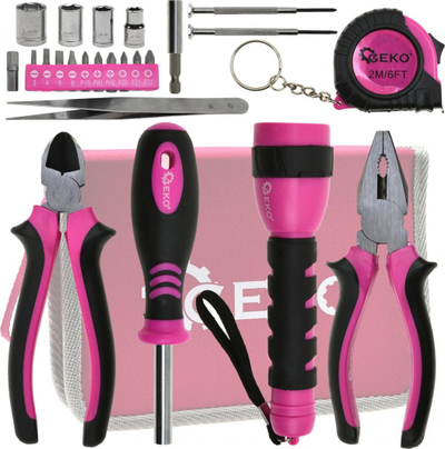 Set veglash universal GEKO G10107, 23 pjesë, me kuti, rozë