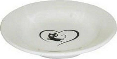 Керамичка чинија за мачки Yarro Ceramic Bowl For Cat With Heart, 15.5 x 3 cm, бела