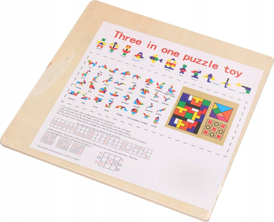 Lojë druri puzzle Pao Pao Z10035, 3 në 1, për kalamaj, shumëngjyrëshe
