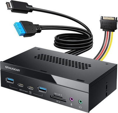 Panel frontal GrauGear G-MP03CR-AU, USB Type-C, USB 3.0, me lexues kartash, i zi