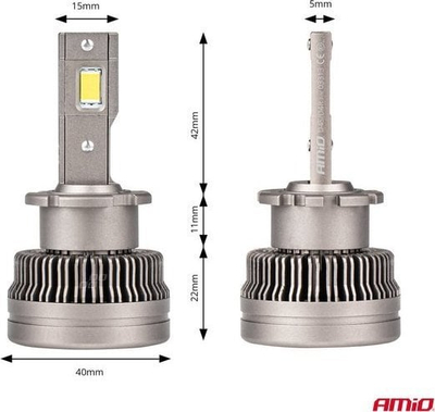 Llamba LED Amio XD D4S D4R AMIO-03313, 6500K, set 2 copë, e bardhë e ftohtë
