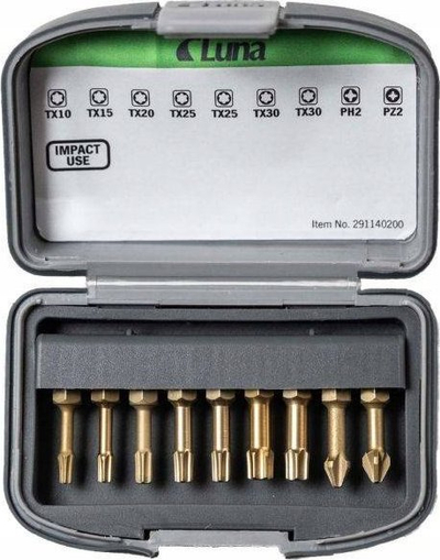 Set bitash Luna Prime 291140200, 9 copë, për impact, gri