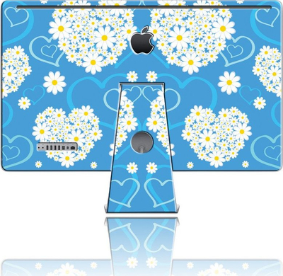 Stiker dekorativ Nexgen Skins Hearts and Daisies 3D për iMac 27\", me sfond blu