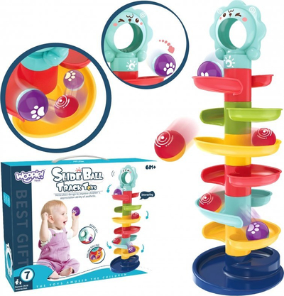 Lodër pistë me topa Woopie Slide Ball Track, 44 cm, 2 topa, shumëngjyrëshe