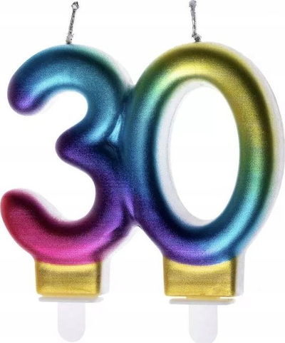 Qiri ditlindje GoParty Birthday Candle 30, me ngjyra