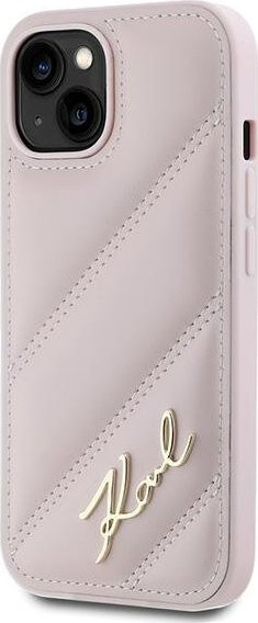 Mbulesë telefoni Karl Lagerfeld KLHCP14SPQDSMGP për iPhone 14, 15, 13 6.1\", hardcase, rozë