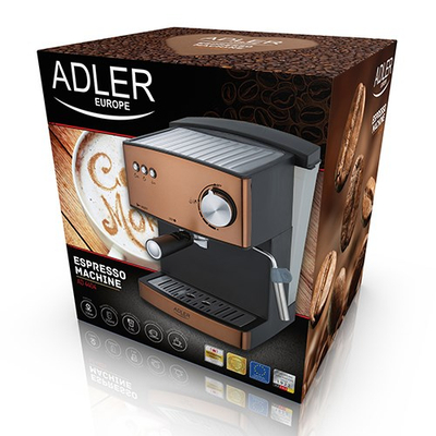 Aparat espresso Adler AD 4405 CR, kompakt, për përdorim shtëpiak, gri