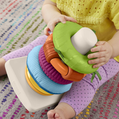 Lodër grumbulluese Fisher-Price Rock-a-Stack Roly-Poly, shqisore, shumëngjyrëshe