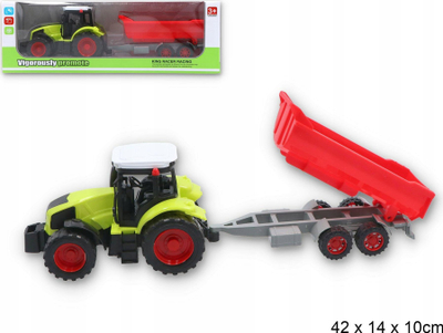 Lodër traktor me rimorkio për kalamaj, plastike, për moshën 3+, me shumë ngjyra