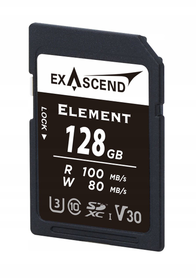 Мемориска картичка Exascend Element, 128GB, 100MB/s V30, SD UHS I