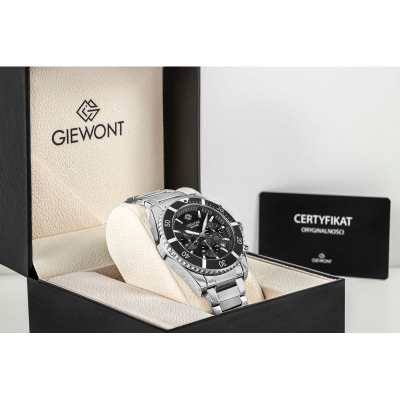 Ora dore Giewont GW3970-B2, kronograf, xham safiri, argjendi