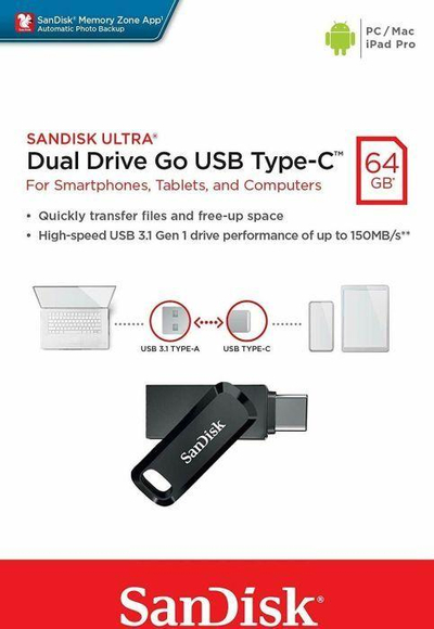 Disk memoristik SanDisk Ultra Dual DRIVE GO 64GB (SDDDC3-064G-G46)