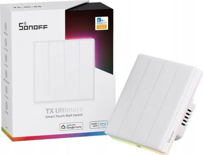 Ndërprës i zgjuar muri Sonoff TX Ultimate, 4 kanale, i bardhë