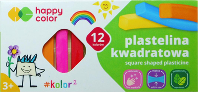 Plastelinë Happy Color School Plasticine, 12 ngjyra, katrore, shumëngjyrëshe