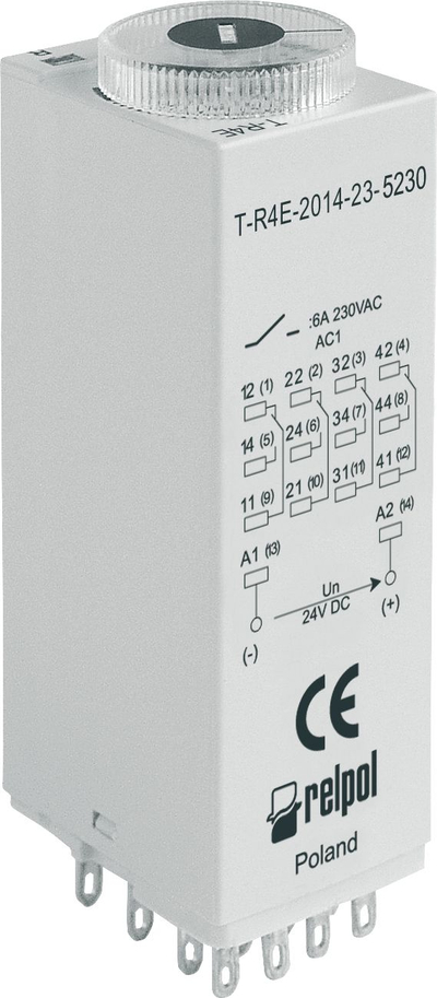 Rele kohore Relpol T-R4E-2014-23-5230, 4P 6A, 1s deri 100h, 230V AC