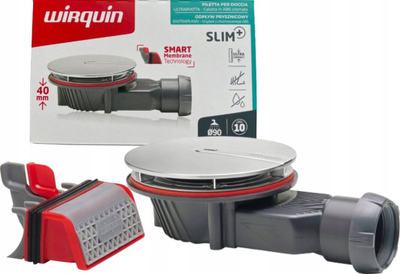 Shkarkues dushe Wirquin Slim Plus, Fi90mm, membran silikoni, krom