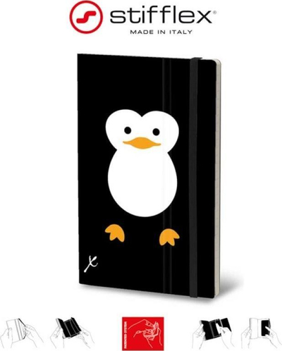 Bllok shënimesh Stifflex Penguin, 13x21 cm, 192 faqe, i zi