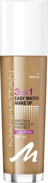 Pudër e lëngshme Manhattan Easy Match 3 in 1, 41 Mocha, SPF 20, 30 ml
