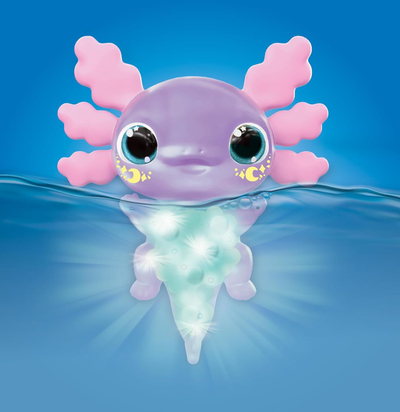 Lodër me ujë Animagic Lets Glo Axolotl, vetë-ndriçuese, me rruza që shkëlqejnë, rozë