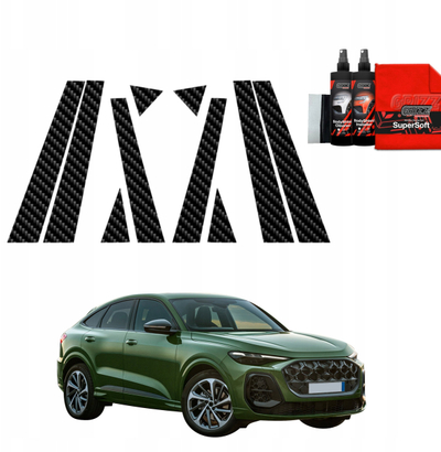 Film mbrojtës karboni për shtylla A B C Audi Q5 Sportback 2025 2026, set 10in1, i zi