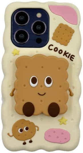 Maskë telefoni 3D Cookie me stand, për iPhone 16 Pro, silikon, e shumëngjyrshme