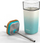 Gotë qelqi Quokka Mug me pipëz, 540ml, me pipëz inoksi, Teal Gradient