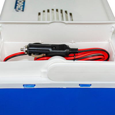 Frigorifer portativ elektrik Cool Box 24L, 12V 230V, blu me kapak të bardhë