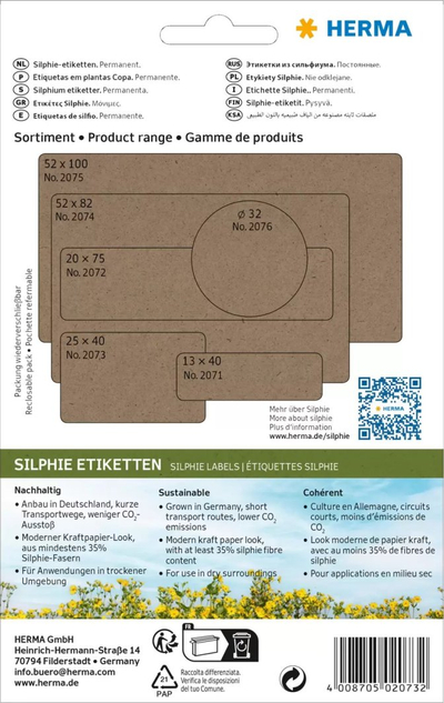 Etiketa vetëngjitëse HERMA 2073, drejtkëndore, 384 copë, kafe