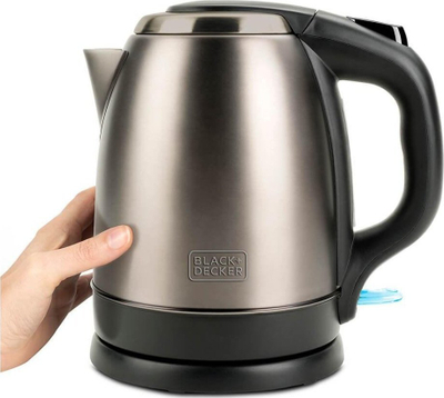 Ibrik elektrik Black+Decker BXKE2202E, 1.7 litra, 2200 W, inoks argjendtë