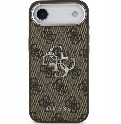 Mbulesë telefoni Guess Hardcase Big 4G Logo Classic, për iPhone 17 Air, plastike dhe lëkurë eko, kafe