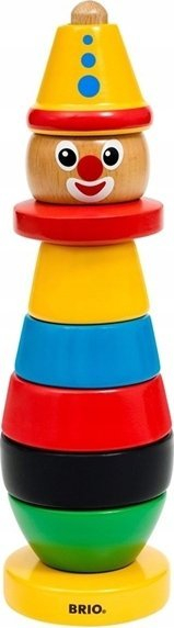 Lodër druri BRIO, klloun me unaza për t’u grumbullu, 24 cm, edukative, shumëngjyrëshe