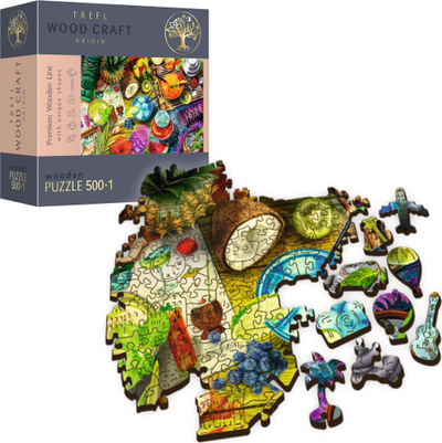 Puzzle druri Trefl Wood Craft Colorful Cocktails, 500+1 copa, shumëngjyrësh