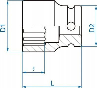 Çelës goditës King Tony Short Impact Socket, 1/2", 12PT 32 mm, gri