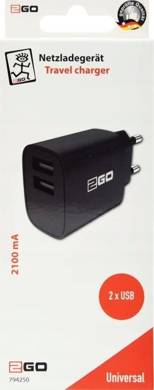 Karikues për pajisje mobile 2GO 794250, për ambiente të brendshme, i zi