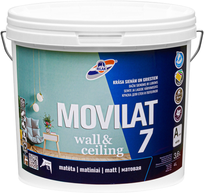 Bojë interieri RILAK Movilat 7 A, akrilike, 3.6L, e bardhë