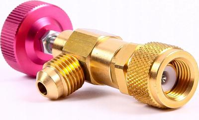 Valvul shërbimi me kënd Refco 5/16" SAE, për R410A, për R32, e artë