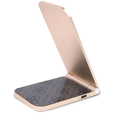 Karikues wireless për tavolinë Guess MagSafe, 15W, 2 në 1, ari rozë