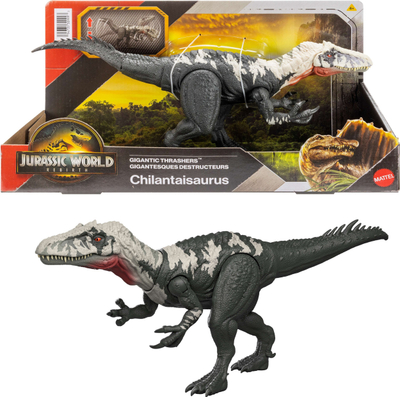 Figurë dinosauri Mattel Jurassic World Gigantic Thrashers Chilantalsaurus, 36 cm, për fëmijë 4+