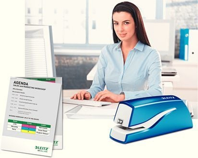Kapëse elektrike Leitz WOW 10s, 10 fletë, blu