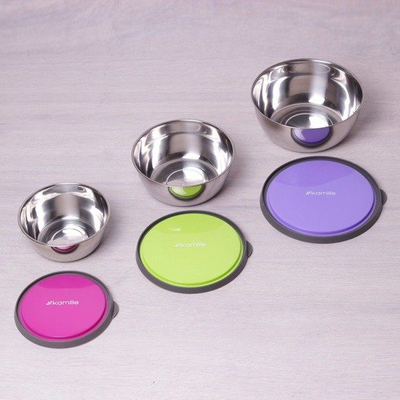 Enë kuzhine me kapak Kamille, set 6 copë, inox, shumëngjyrëshe