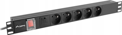 Shirit energjie rack Lanberg PDU 19" 1U, 5x 230V, 16A, i zi