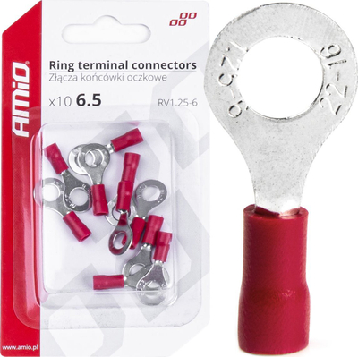 Terminal unazor Connectors Ring Lugs, 6.5mm, bakër, set 10 copë