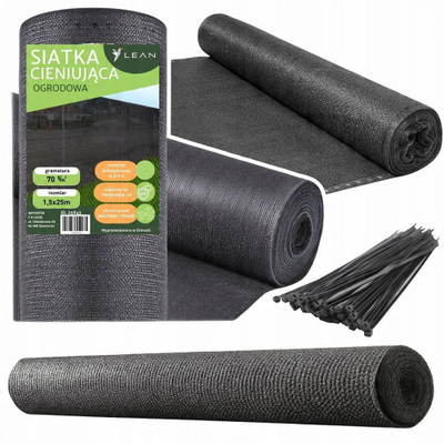 Rrjetë mbuluese për gardh Shade Net, 1.5 x 25 m, 70g/m², e zezë