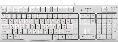 Tastierë SVEN KB S300, me kabllo, USB, e bardhë