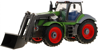 Lodër traktor me telekomandë RC Agrimotor, shkallë 1:28, me rimorkio, jeshil me të kuqe