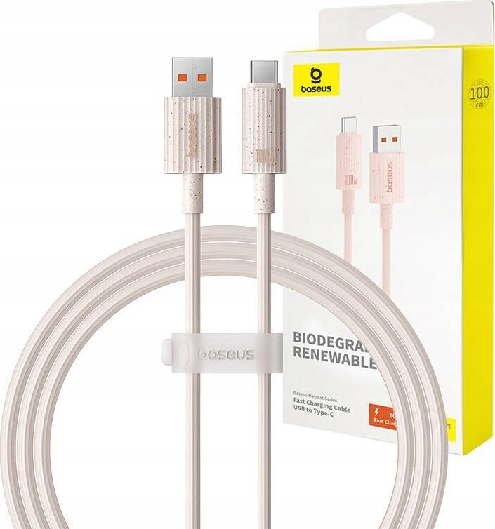 Kabllo USB Baseus, USB-A në USB-C, 1 m, 100W, rozë